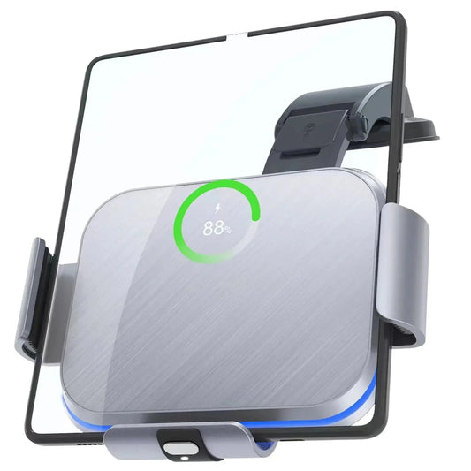 Orbit Car Mount dual-coil wireless charger with automatic clamping arms and air vent clip for Samsung Galaxy Z Fold and Z Flip