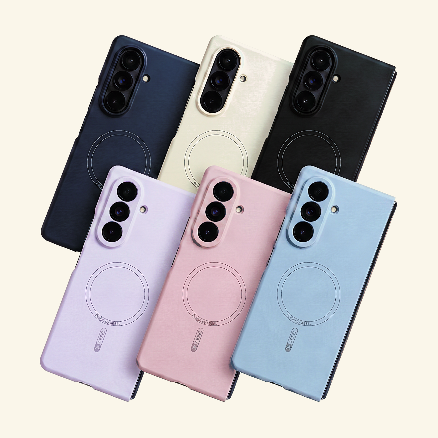 Apex M3 colour range for Galaxy Z Fold — Navy Blue, Cream, Black, Purple, Pink and Light Blue